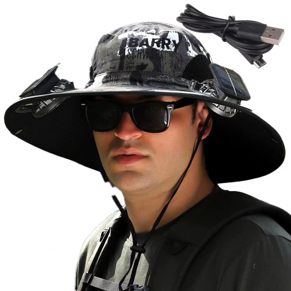 BreezeGuard™ Solar Fan Hat – Cool Comfort Under the Sun